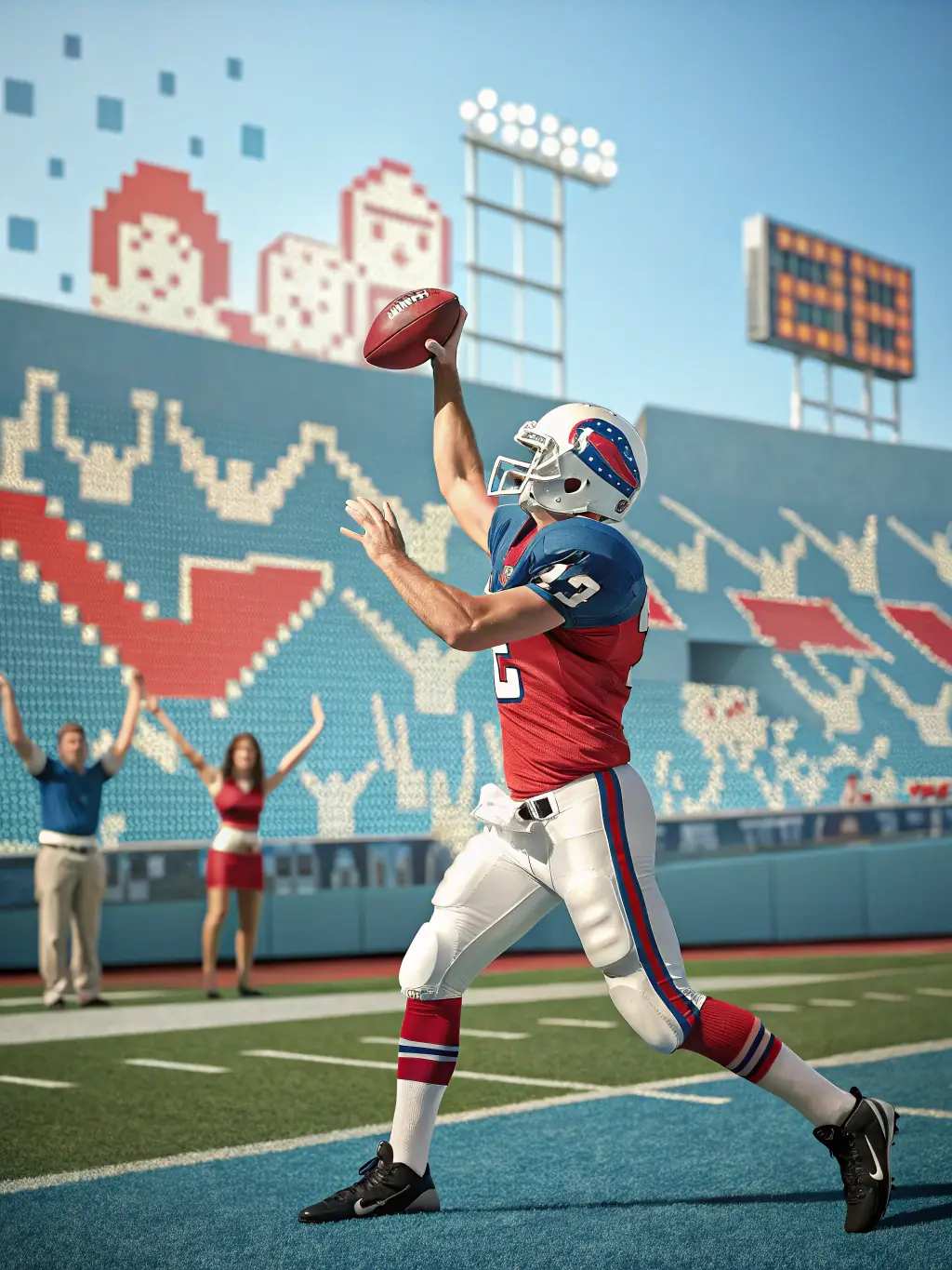 An image of an American football game, showcasing a quarterback throwing a pass under pressure. This image symbolizes the American football betting options on GGBBBET.